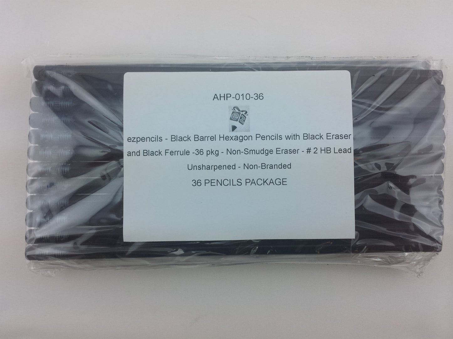 Black Barrel Hexagon Pencils with Eraser, 36 Pack