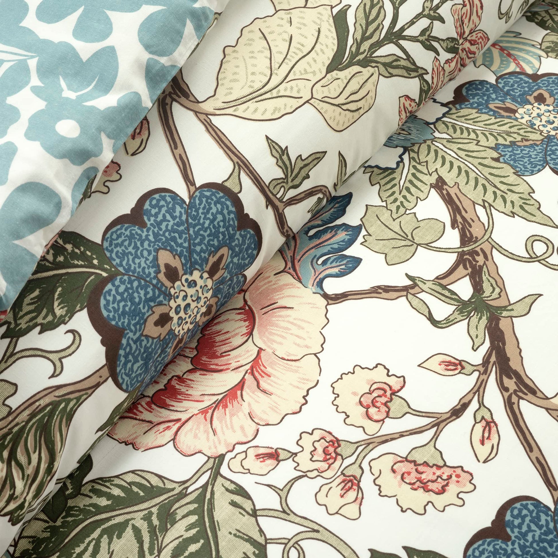 Sydney Reversible Cotton 3 Piece Duvet Cover Set, King, Green  Blue