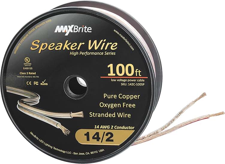 100 ft. 14 Gauge Oxygen Free Copper Speaker Wire
