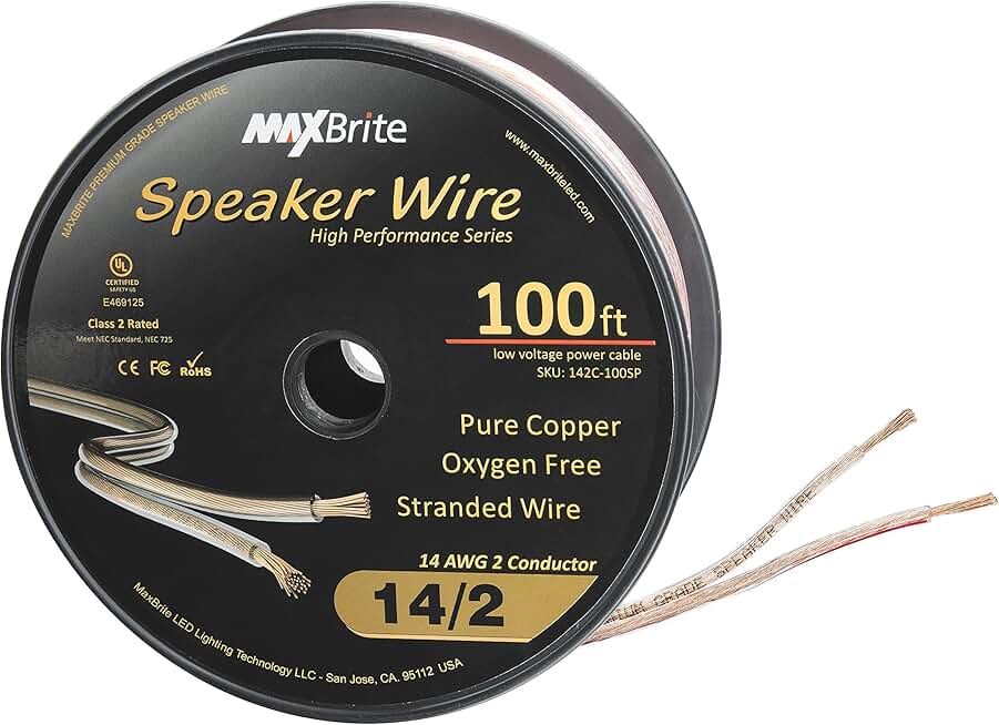 100 ft. 14 Gauge Oxygen Free Copper Speaker Wire