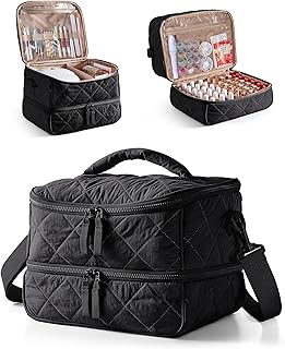 Quilted Nail Polish Organizer Bag with 42 Bottles