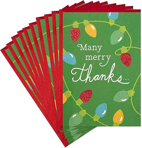Set of 10 Christmas Thank You Cards with Envelopes