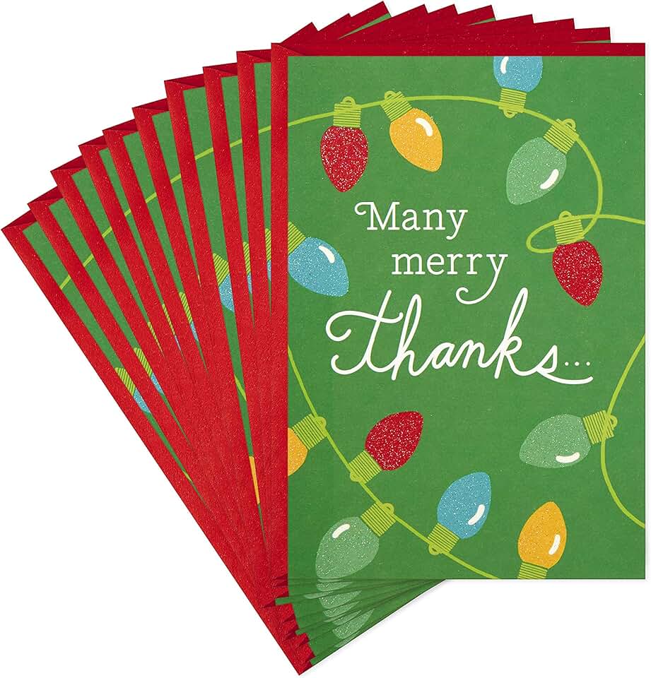 Set of 10 Christmas Thank You Cards with Envelopes