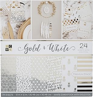Gold and White Double-Sided Printed Cardstock Stack