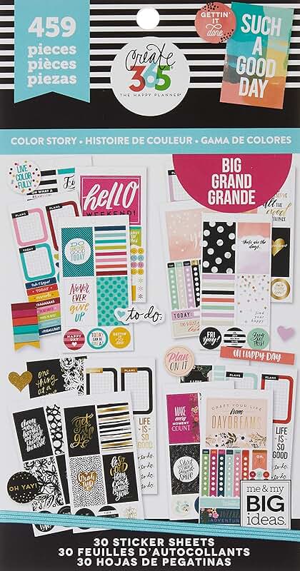 Sticker Pack for Big Planner, 30 Sheets, 459 Stickers