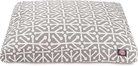 Gray Medium Rectangle Indoor Outdoor Pet Dog Bed with Washable Cover