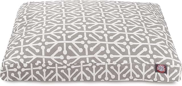 Gray Medium Rectangle Indoor Outdoor Pet Dog Bed with Washable Cover