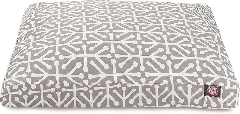 Gray Medium Rectangle Indoor Outdoor Pet Dog Bed with Washable Cover