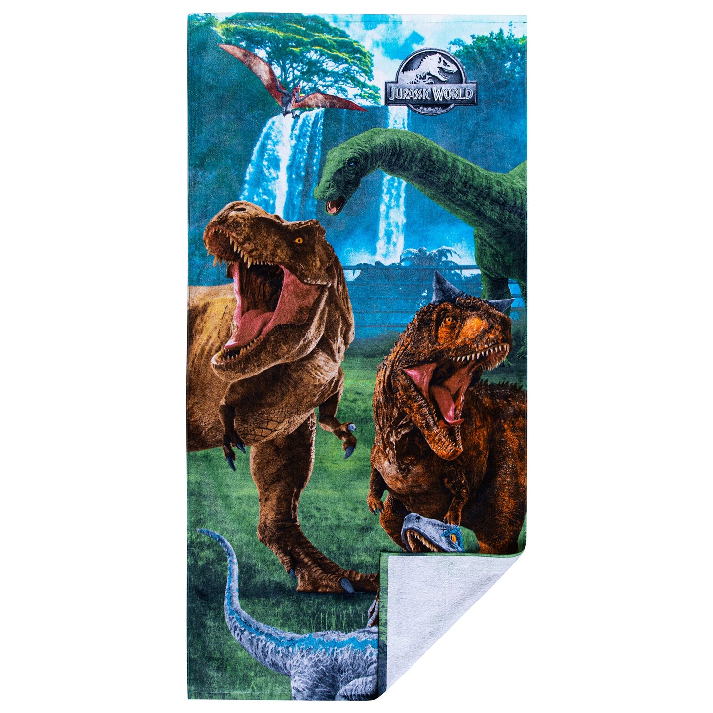 Juric World Dominion Blue Velociraptor and Rexy T-Rex Super Soft Cotton Bath/Pool/Beach Towel, 58 Inches x 28 Inches, By Kids
