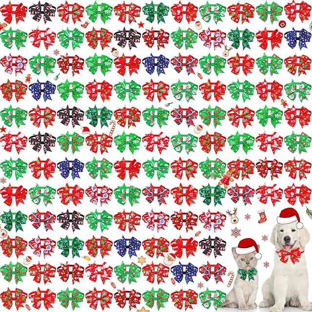 120 Pcs Christmas Dog and Cat Bow Ties