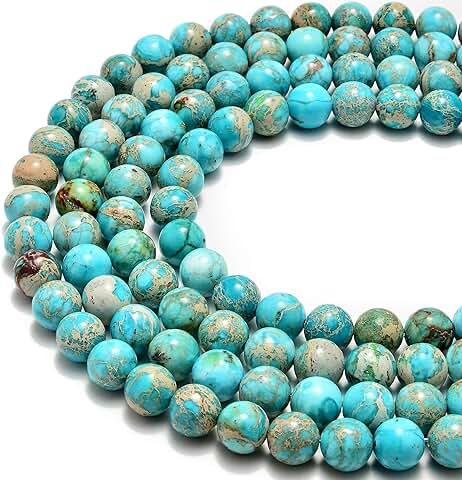 32 Light Blue Sea Sediment Jasper Beads for Jewelry Making