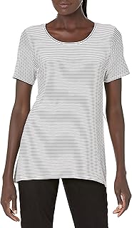 Women's Relaxed Short-Sleeve Scoopneck T-Shirt in Black and White Stripe, Small