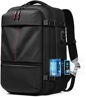Expandable travel backpack with vacuum system and TSA lock