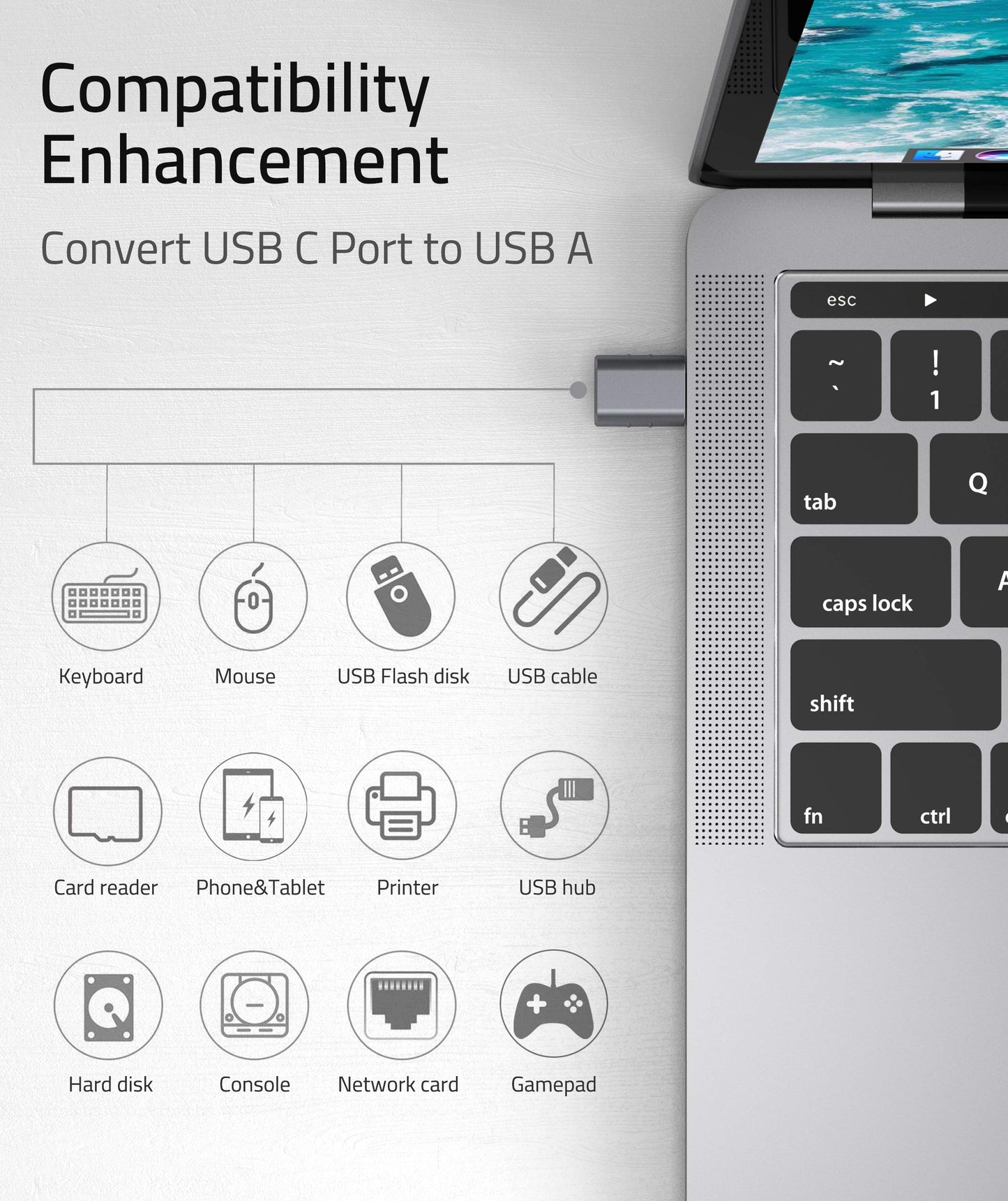 USB C to USB Adapter Pack of 2 USB C Male to USB3 Female Adapter Compatible with MacBook Pro 2021 iMac iPad Mini 6/Pro MacBook Air 2022 and Other Type C or Thunderbolt 4/3 Devices Space Grey