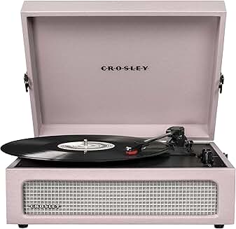Vintage portable vinyl record player with Bluetooth and built-in speakers
