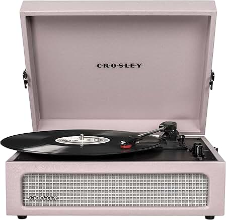 Vintage portable vinyl record player with Bluetooth and built-in speakers