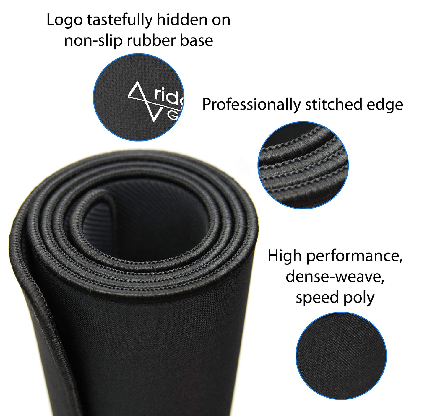 Pro Gaming Mouse Pad (5mm) | Massive 46 inch | 46x17.3x0.20 Extra Thick | Black/Black | Dense Weave Speed Poly, Superior Control | Stitched Edge, Washable, Giant Large Desk Mat