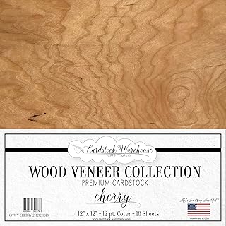 Cherry Brown Wood Veneer Cardstock, 12x12, 10 Sheets