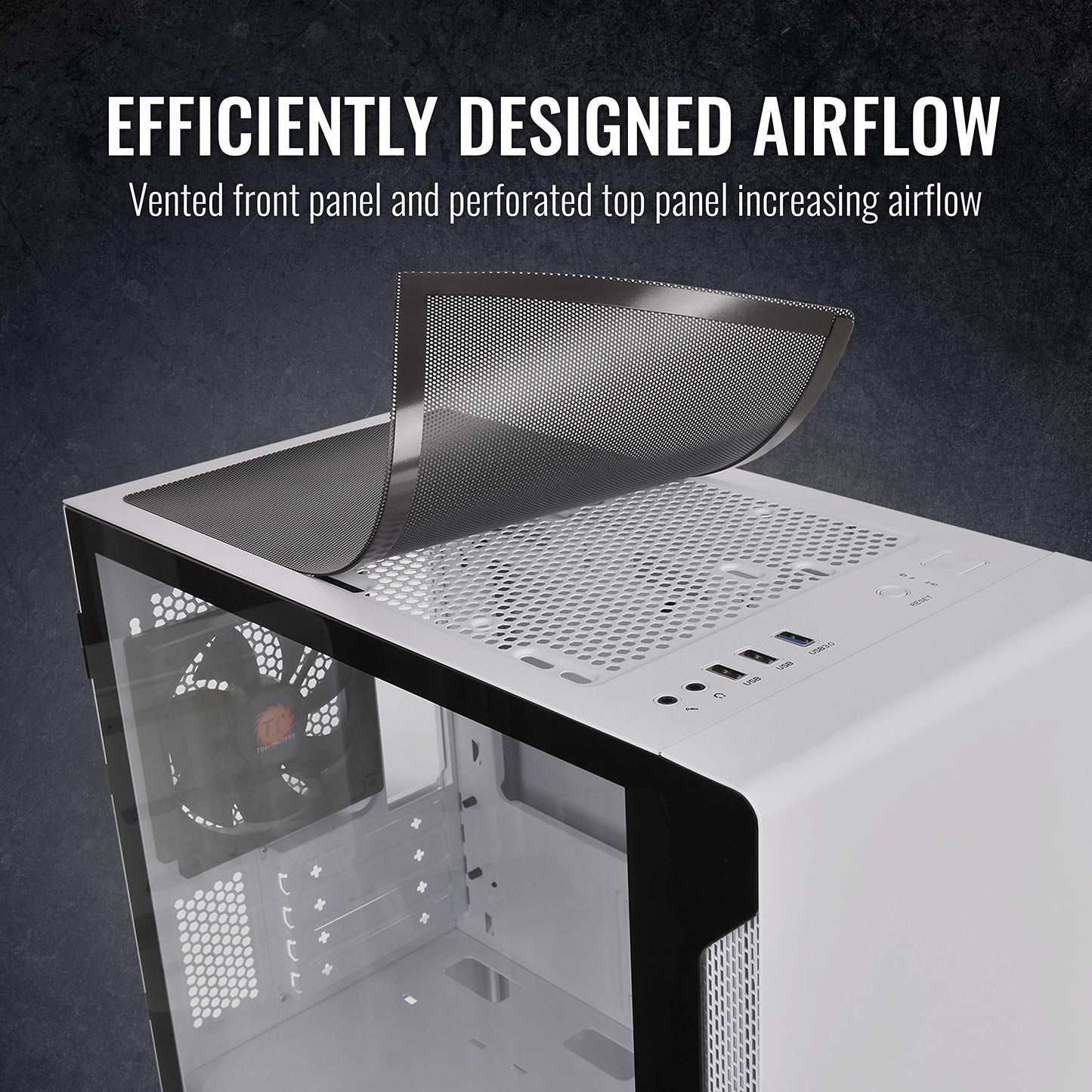 S100 Tempered Glass Snow Edition Micro-ATX mini-Tower Computer Case with 120mm Rear Fan Pre-Installed CA-1Q9-00S6WN-00, White