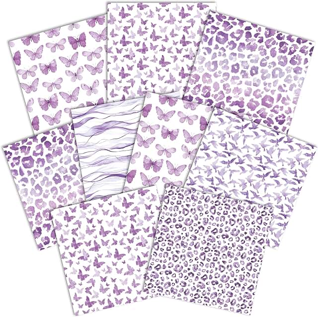 12x12 Inch Double-Sided Decorative Paper Pack in Lavender Palette
