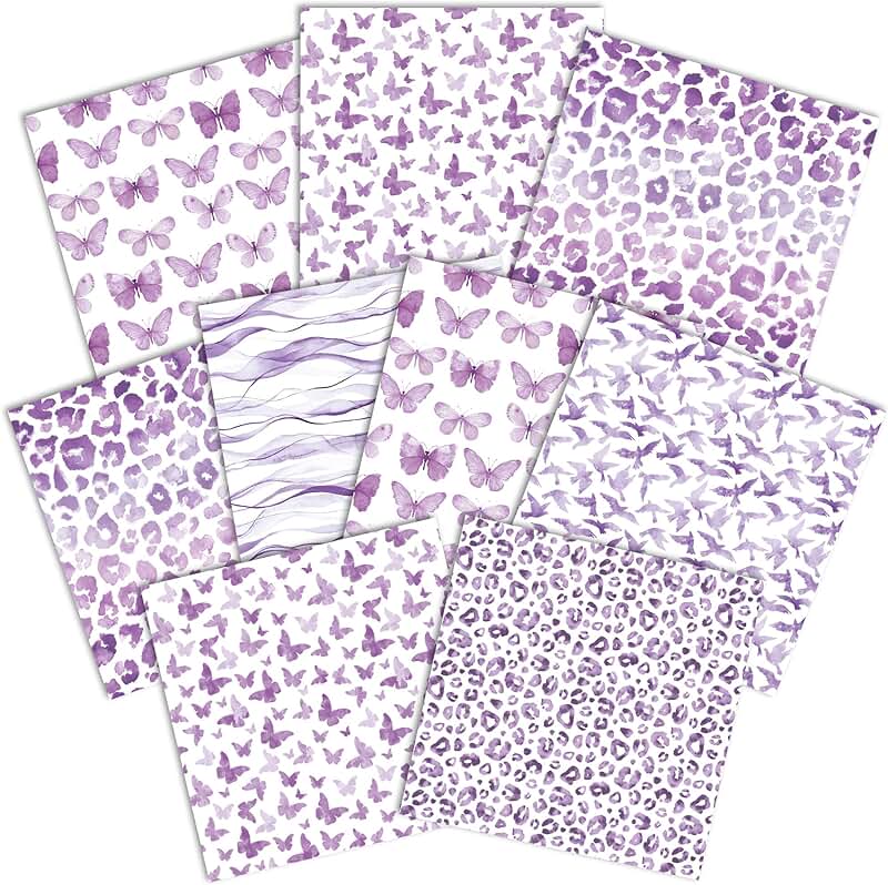 12x12 Inch Double-Sided Decorative Paper Pack in Lavender Palette