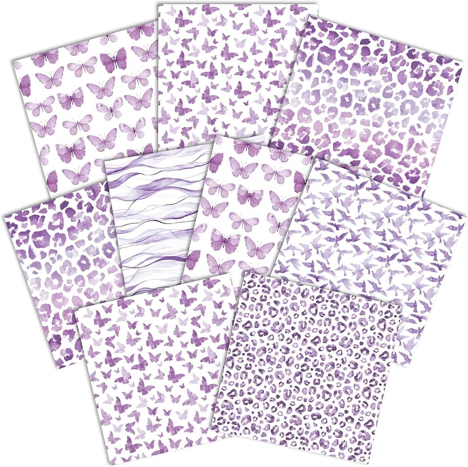 12x12 Inch Double-Sided Decorative Paper Pack in Lavender Palette