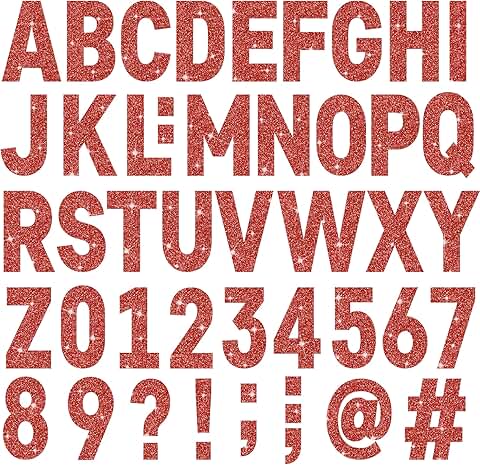 Large Letter Glitter Stickers, 24 Sheets, Red