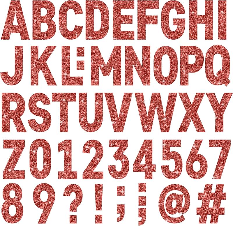 Large Letter Glitter Stickers, 24 Sheets, Red