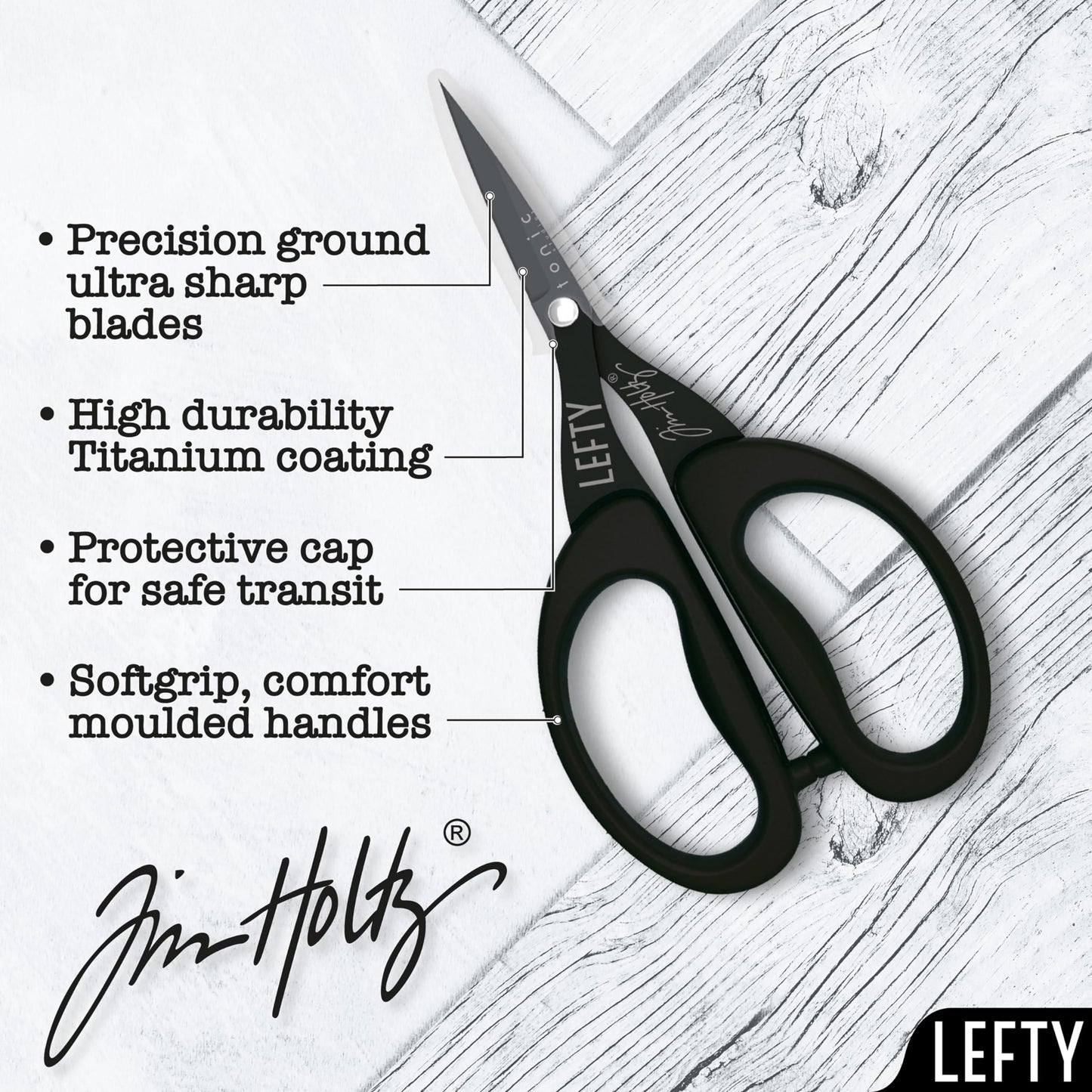 Lefty Mini Snips 5 Inch Titanium-Coated Micro Serrated Blades