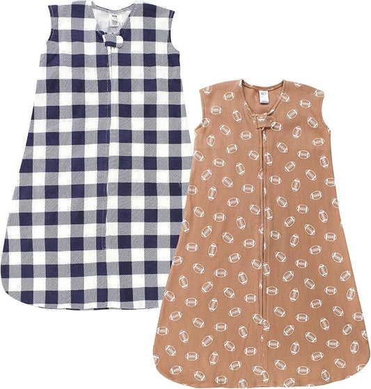 Soft pink and sage sleeveless sleeping bags for baby girls