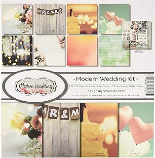 Modern wedding scrapbook collection kit in multiple colors