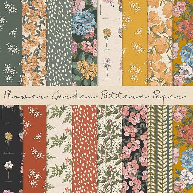 30 Floral Garden Pattern Craft Papers, 11.8 x 11.8 Inch