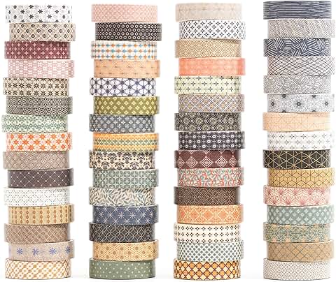 Set of 60 Geometric Washi Tapes for Crafts and Journals