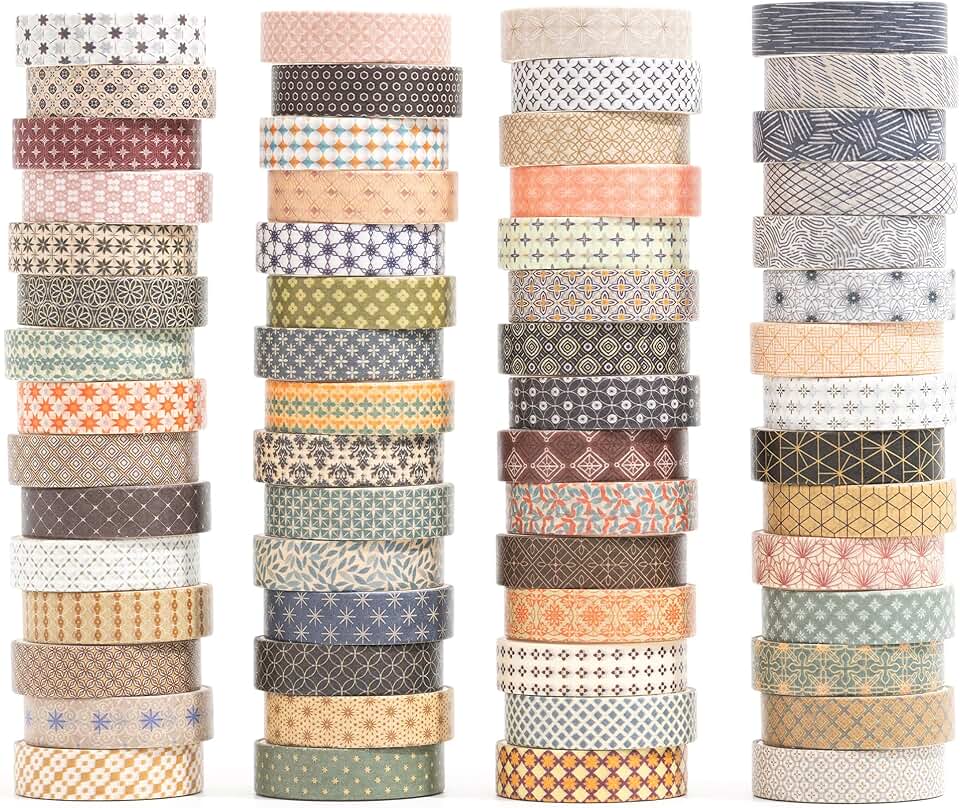 Set of 60 Geometric Washi Tapes for Crafts and Journals