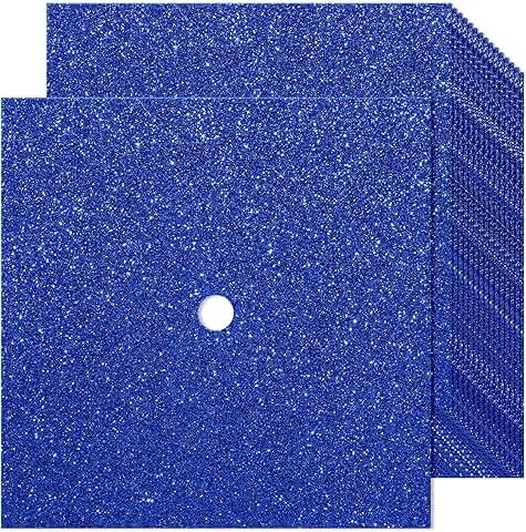 24 Sheets of Blue Glitter Construction Paper for Graduation Cap Decoration