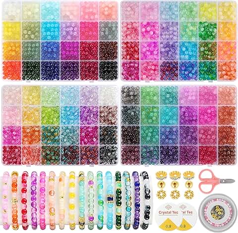Glass Beads Bracelet Making Kit with 96 Colors