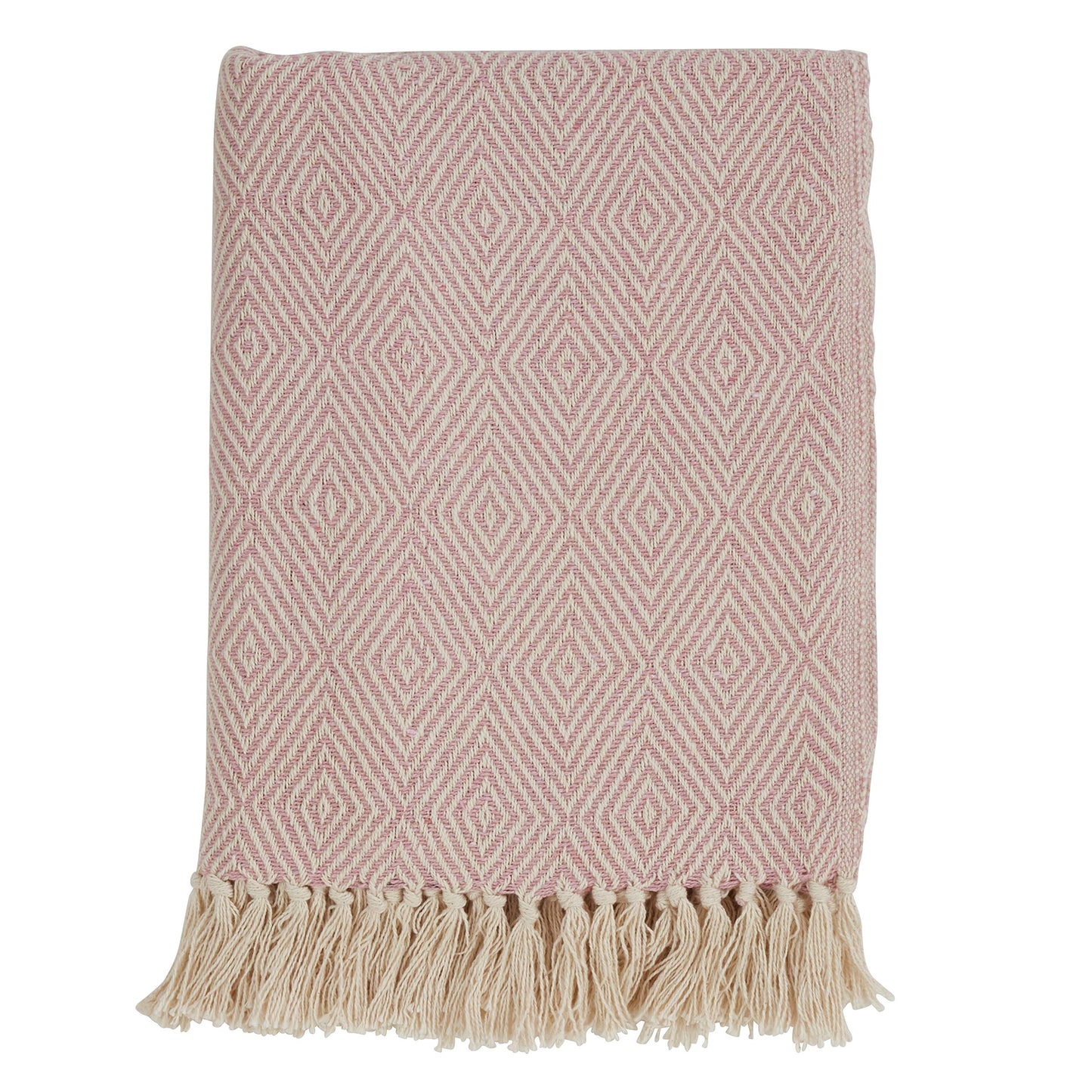 Sevan Soft Cotton Diamond Weave Throw, Pink