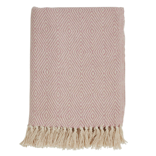 Sevan Soft Cotton Diamond Weave Throw, Pink