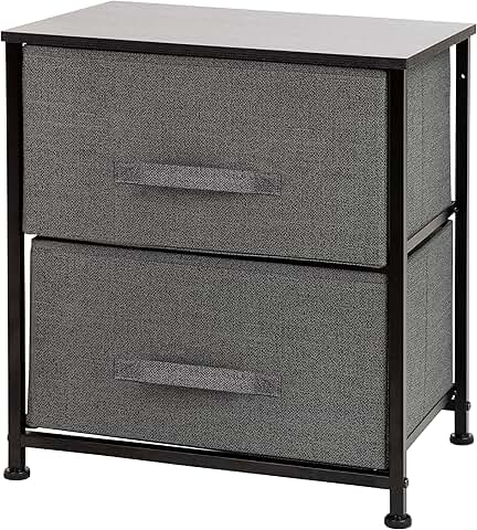 Black 2-Drawer Storage Organizer with Wood Top