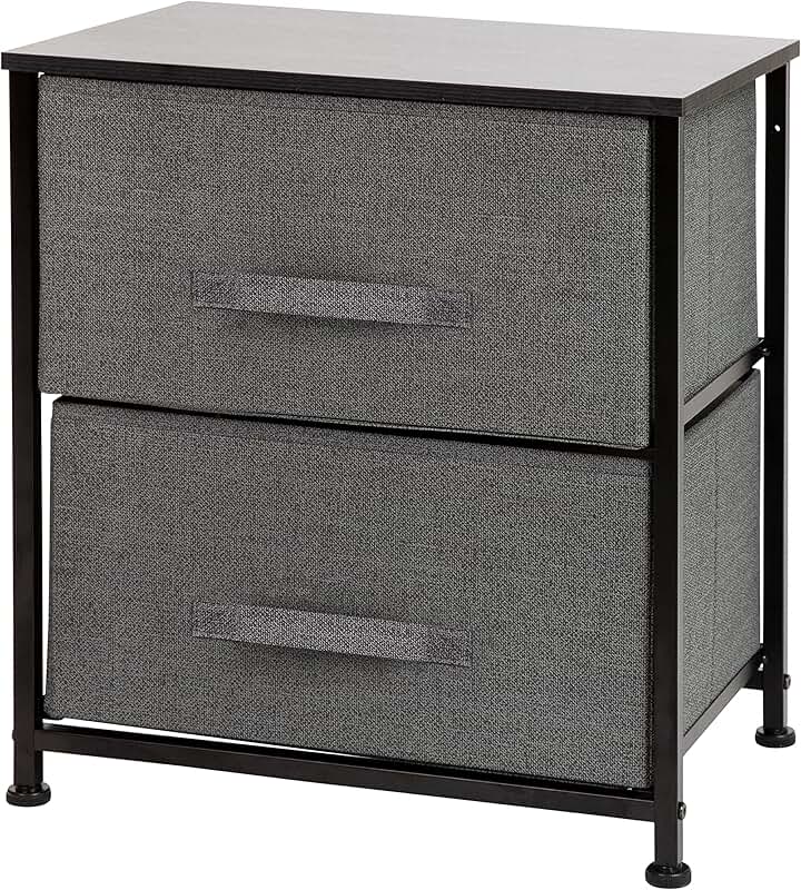 Black 2-Drawer Storage Organizer with Wood Top