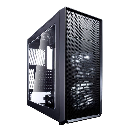 Focus G black mid tower computer case with two 120mm white LED fans