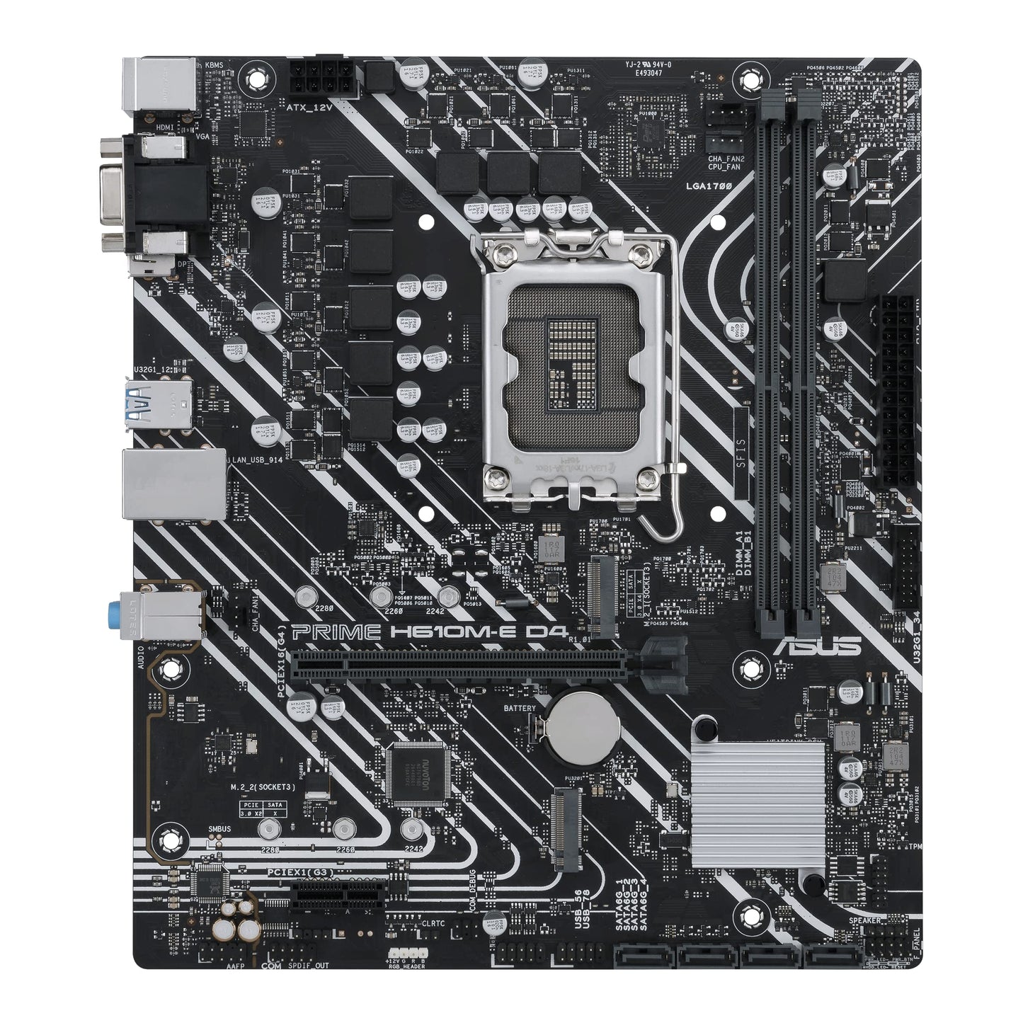 H610M-E D4 LGA 1700(Intel 12th Gen) mATX Motherboard (PCIe 4.0, DDR4,2xM.2 Slots,1Gb LAN,DisplayPort/HDMI/D-Sub, USB 3.2 Gen 1 Ports, SATA 6 Gbps, COM Header, RGB Header)