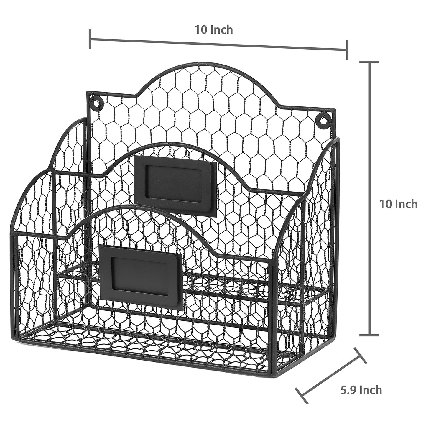 Metal Wire Desk Organizer with 2 Compartments