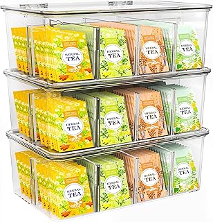 Stackable Clear Tea Bag and Spice Organizer (3 Pack)