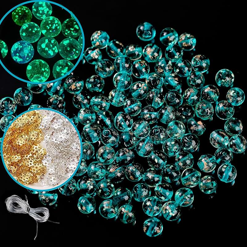 200 Glow-in-the-Dark Glass Beads for Jewelry Making