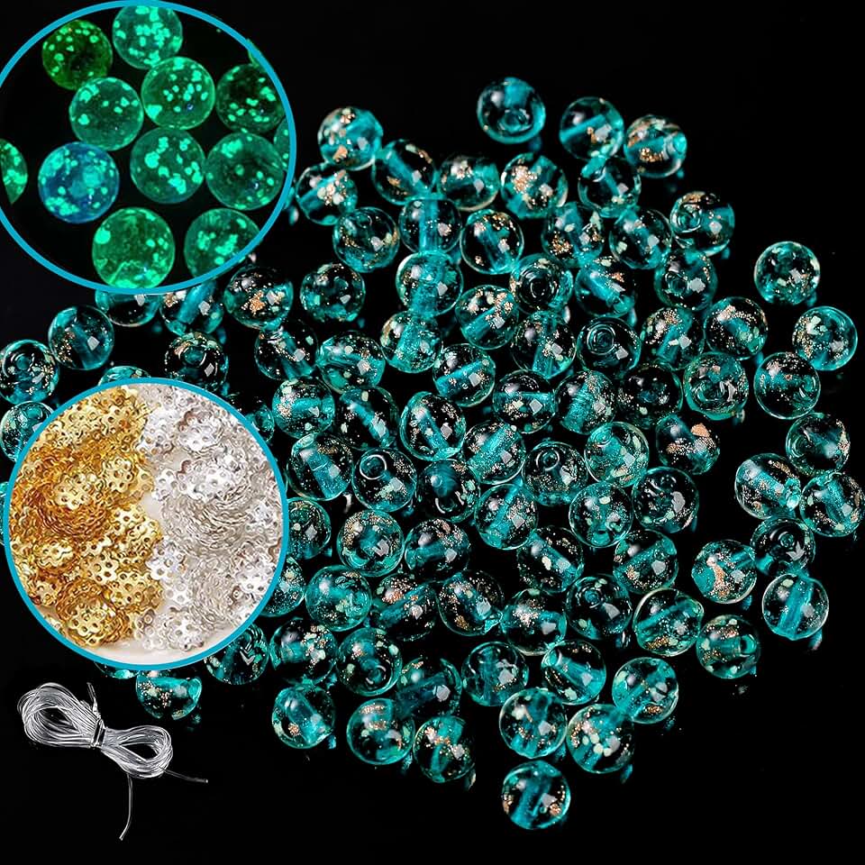 200 Glow-in-the-Dark Glass Beads for Jewelry Making