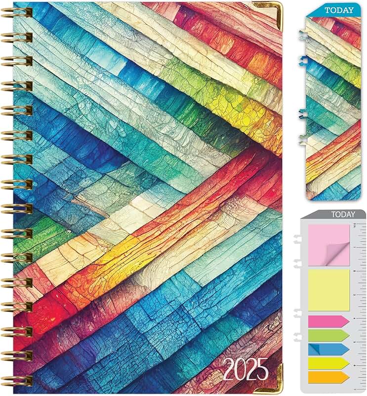 2025 Daily Weekly Monthly Planner with Bookmark and Notes