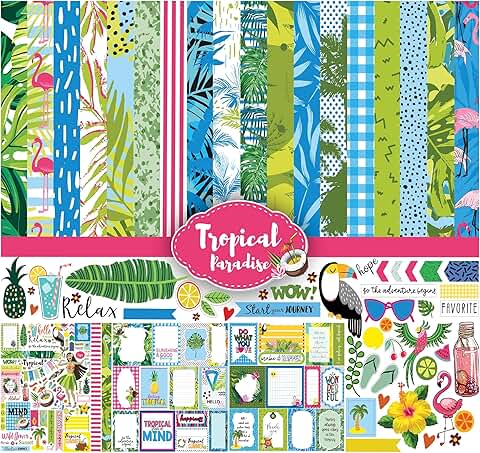 Double-Sided Tropical Paradise Scrapbook Paper Pack