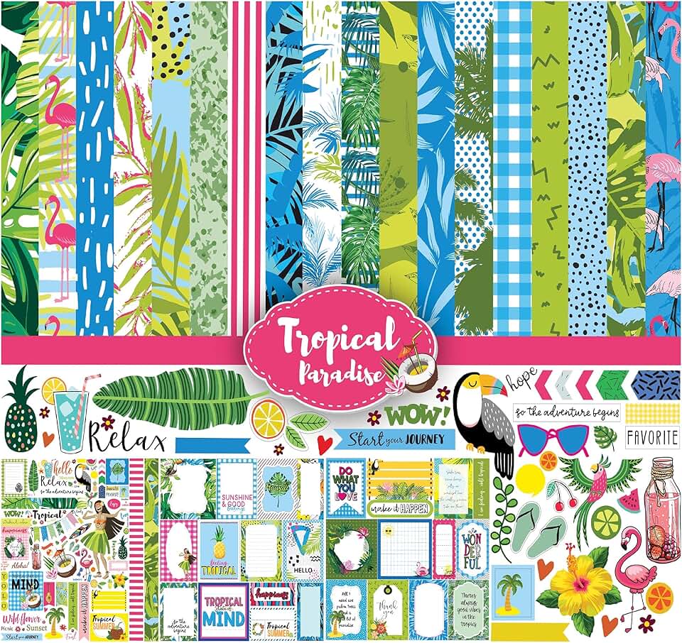 Double-Sided Tropical Paradise Scrapbook Paper Pack