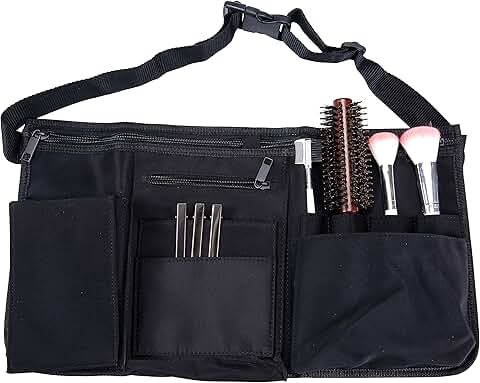 Black salon apron with multiple pockets